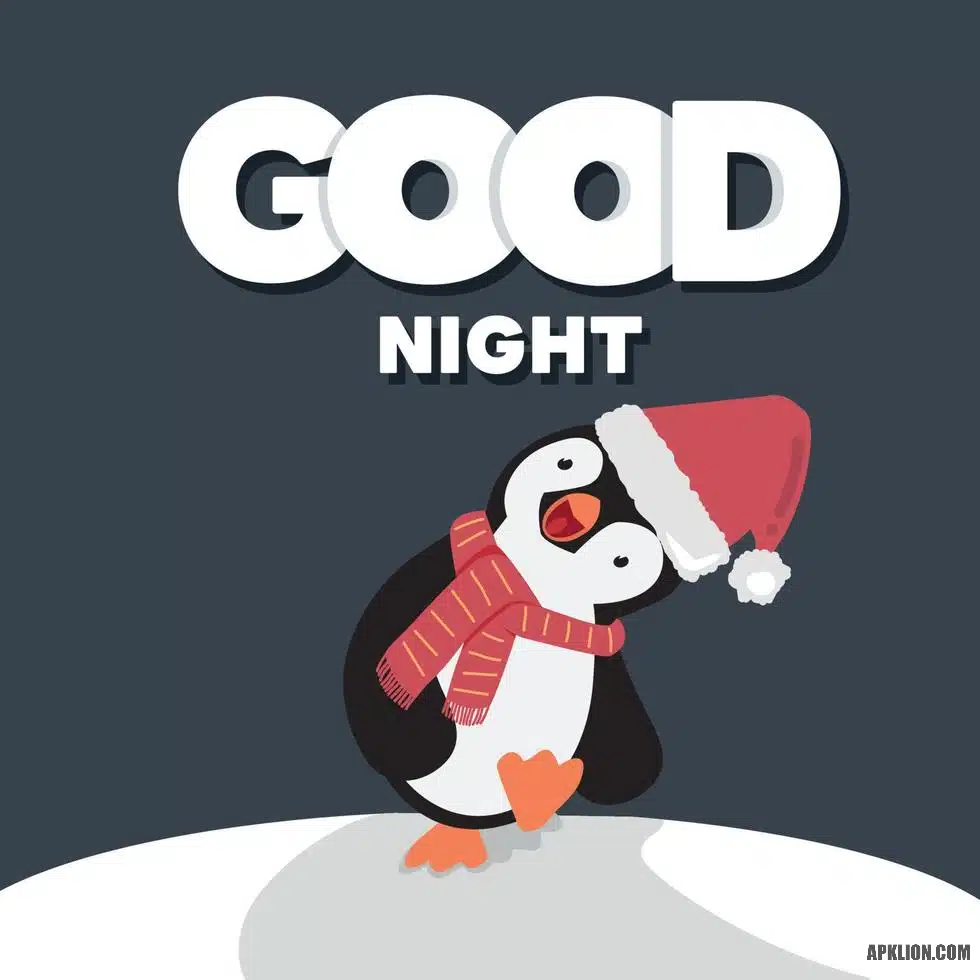 cute penguin good night image