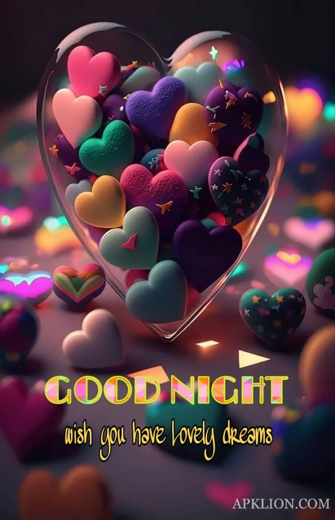 colourfull heart good night gif image